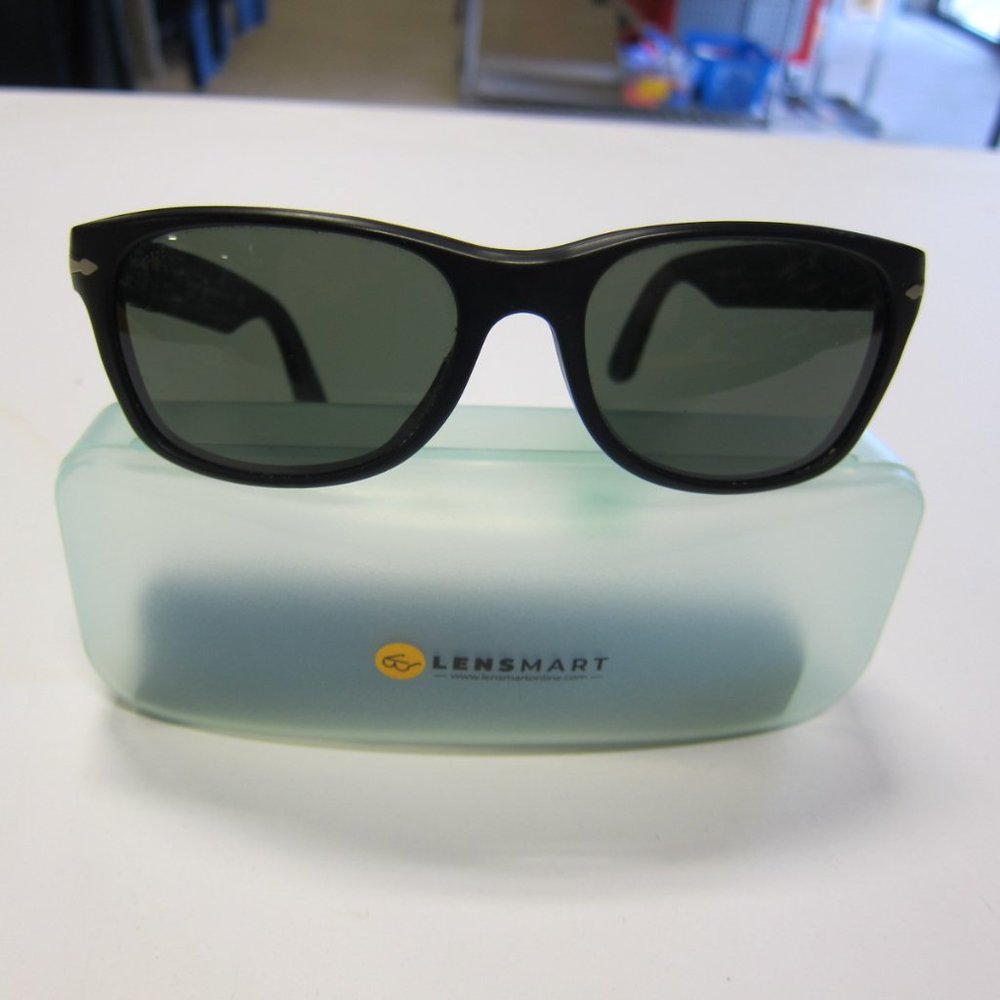 Persol 2953-S ( 53 ) Matte Black Frame w/Green Lens Sunglasses w/Generic Case